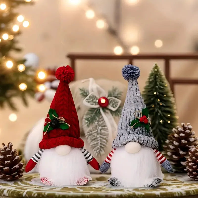 2pcs Red & Gray Gnome Figurine Set - Heavy-duty Plastic/ Indoor