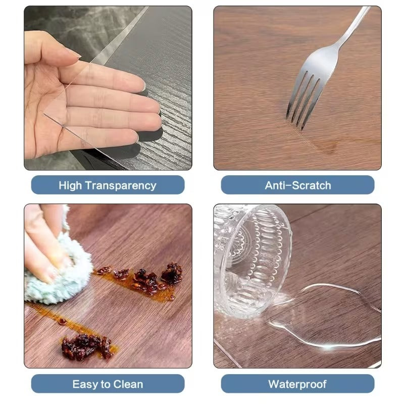 Clear Table Protector Mat -2.0mm Thickness Waterproof Heavy Duty PVC