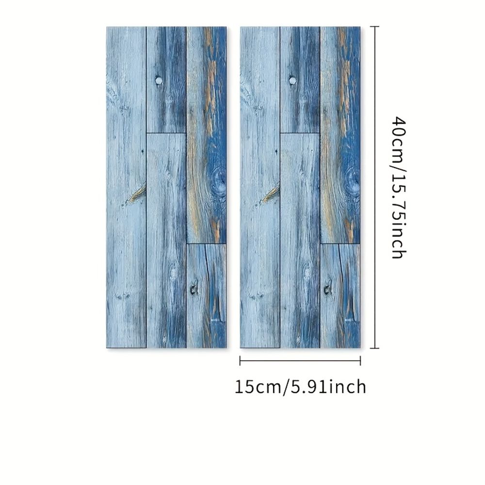 Blue Wood Grain Floor, Peel And Stick Floor Tiles, PVC Self-adhesive