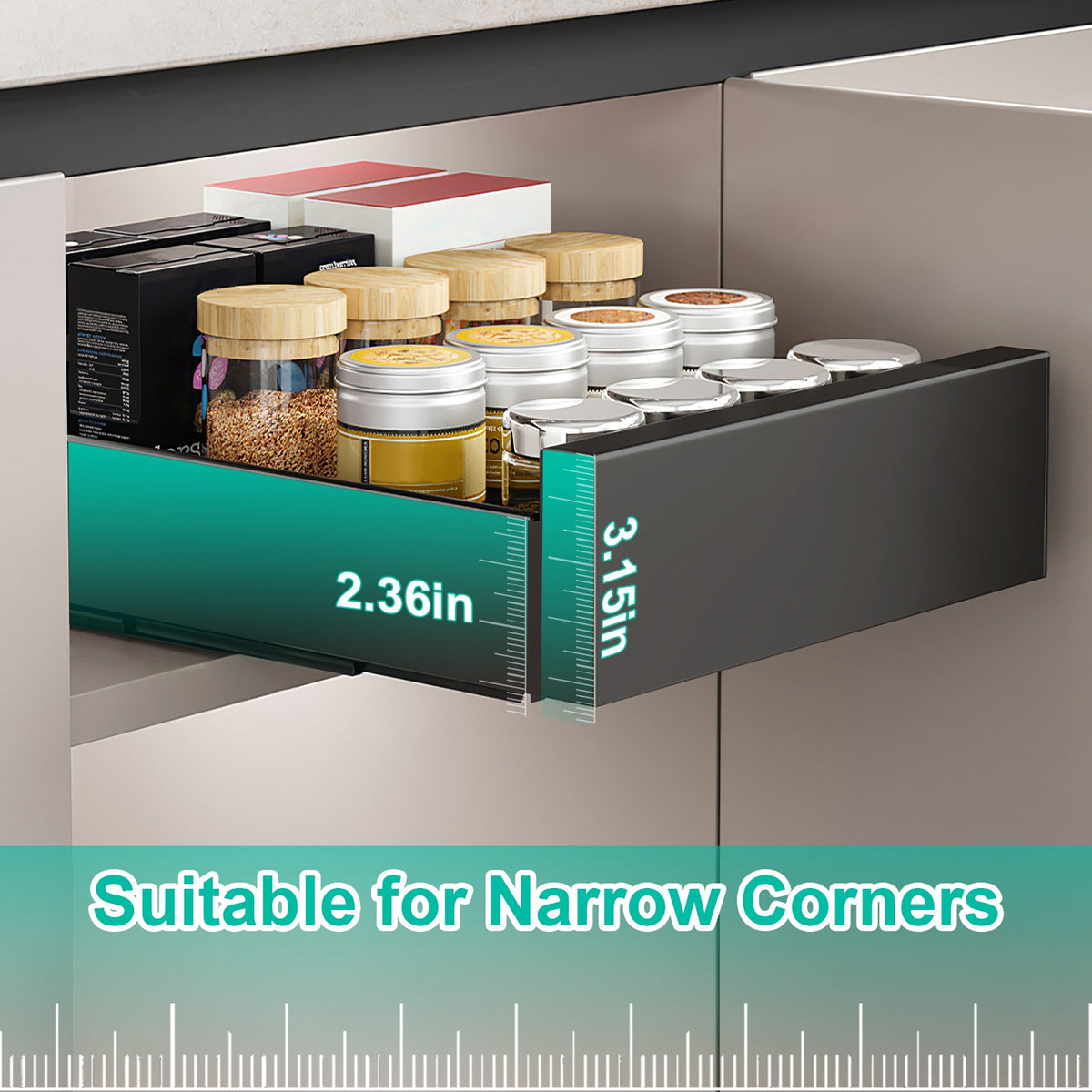 1Pc Pull Out Cabinet Organizer Carbon Steel Slide Out Drawer Storage
