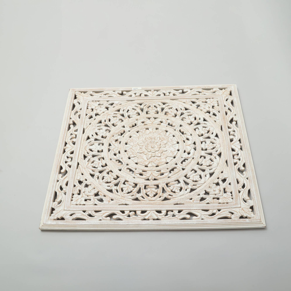 White Square Shape Handcrafted MDF Wall Decor 16inchx16inch Elegant