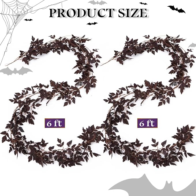 2 Pack 6 Ft Fall Garland Plum Cimicifuga Seeded Autumn Halloween Decor