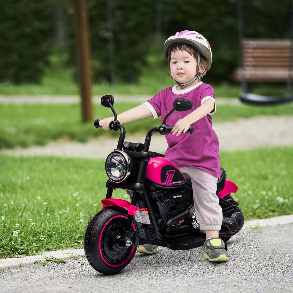 6V Kids Motorcycle W/ Training Wheels, Single-button Start, Blue