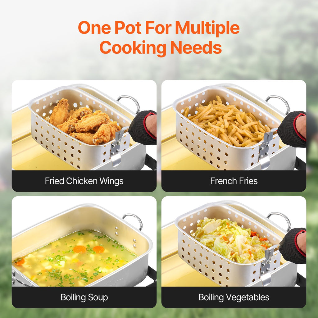 18 Qt Fish And Wing Fryer Aluminum Outdoor Propane Deep Fryer Kit