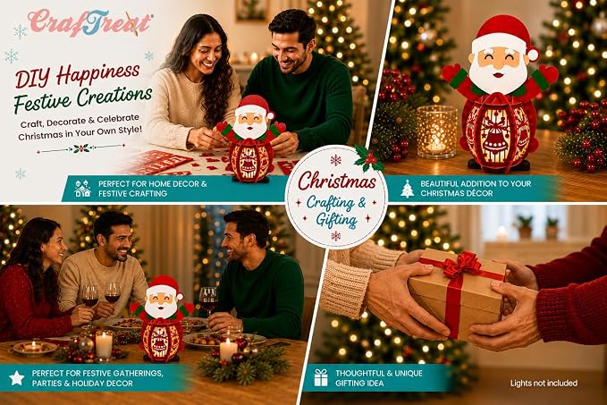 Santa Paper Lantern DIY Christmas Craft Kit, Reusable Hanging Holiday