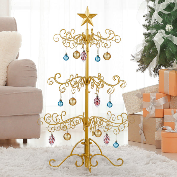 3ft Wrought Iron Christmas Tree, Metal Ornament Display Tree Stand