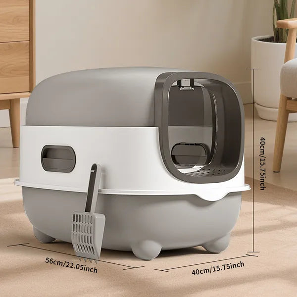 High-capacity Enclosed Cat Litter Box & Odor-lock, Scratch-resistant