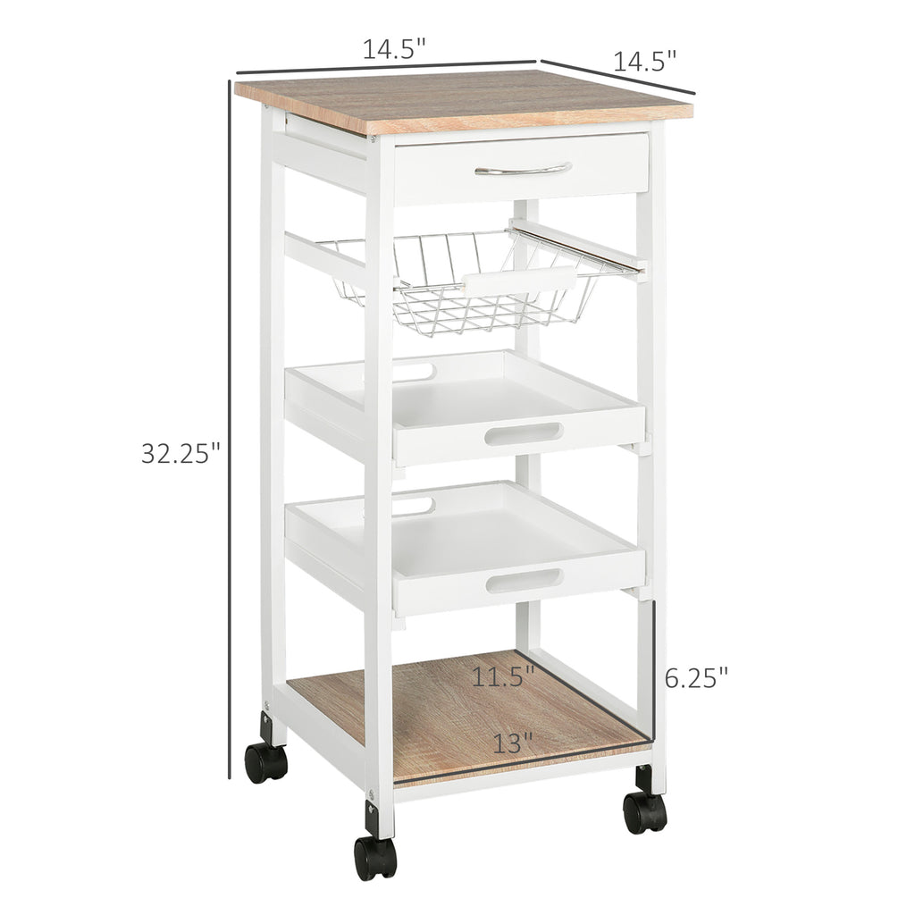Mobile Kitchen Cart, Rolling Kitchen Island With Storage, Solid Wood