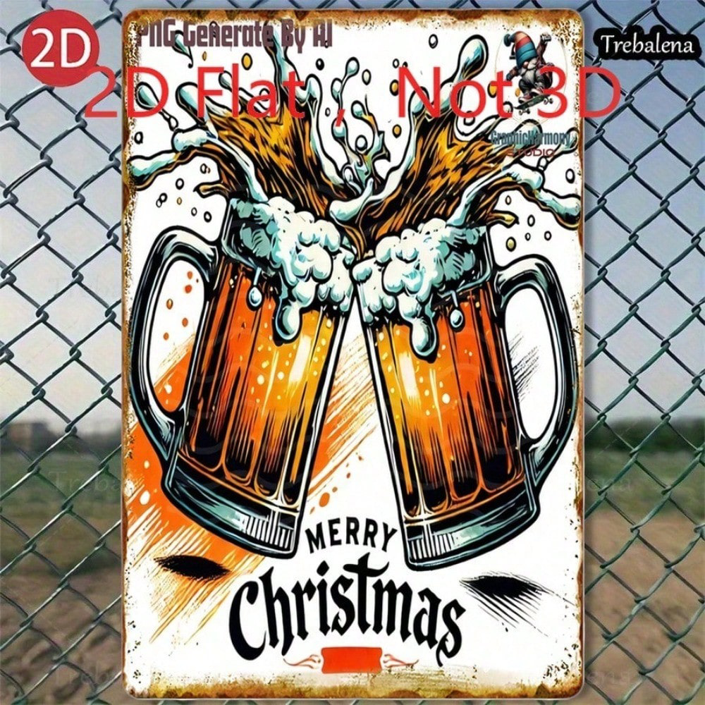 Vintage Merry Christmas Beer Toast Tin Sign 20x30cm, Sign 20x30cm
