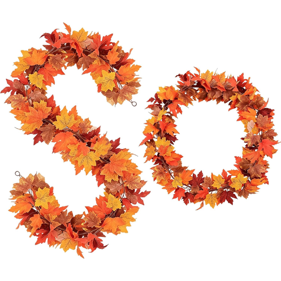 2 Pack Artificial Fall Leaf Garland, 5.9 Ft Autumn Decor