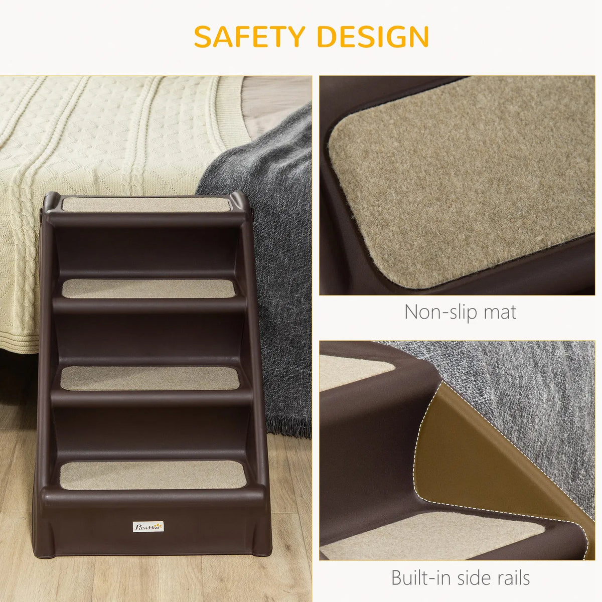 4-Level Portable Pet Stairs, Foldable Dog Ramp, Lightweight Cat Steps