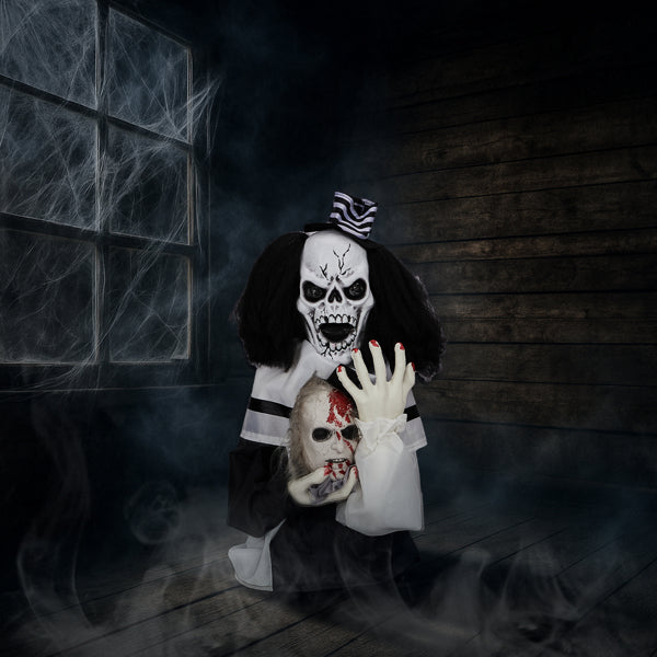 1.8ft Halloween Decoration Scary Clown, Sound-actived Party Decor