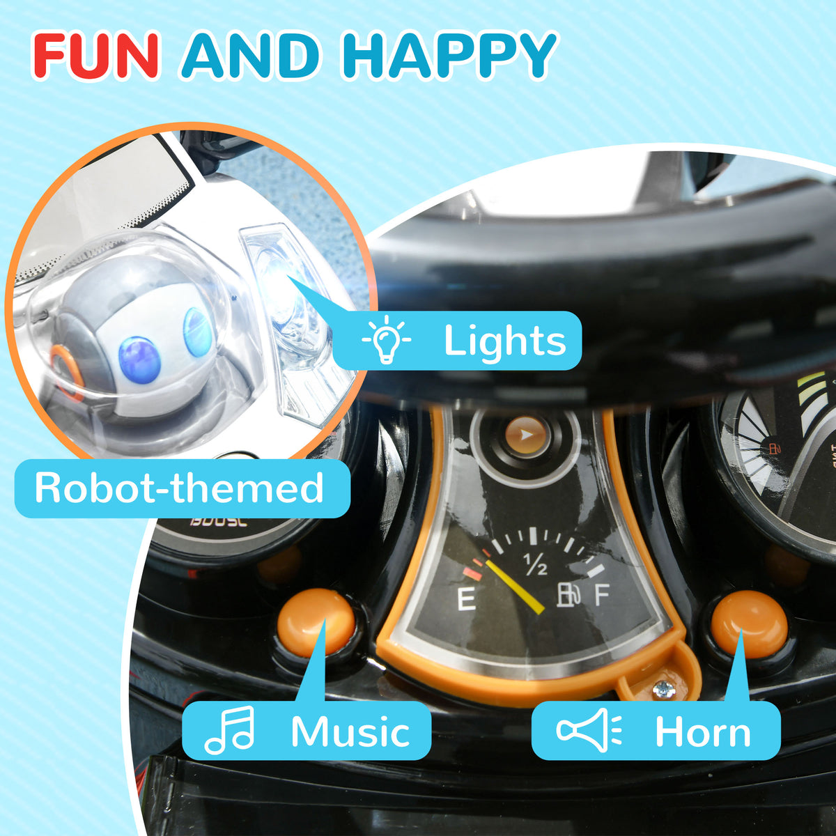 3 In 1 Push Car Sliding Car With Removable Handle, Music, Horn, Canopy