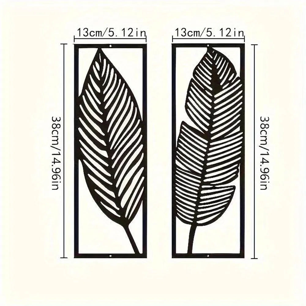 Vintage Botanical Iron Wall Art Set Tropical Leaves Floral Printed Wall