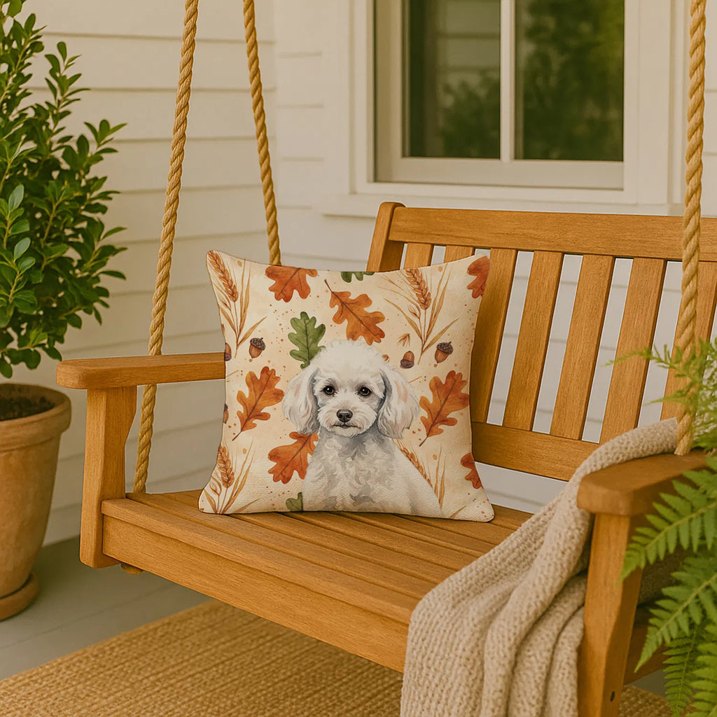 Miniature White Poodle Heirloom Fall Throw Pillow Decorative Indoor