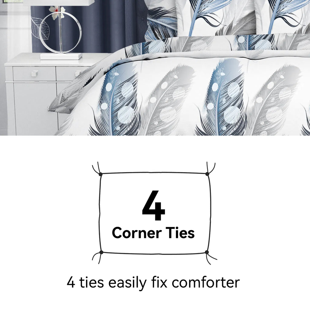 Blue White Floral Duvet Cover & Curtain Set 12 Piece, Queen Size