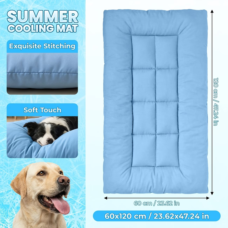 Extra-large Summer Cooling Mat Dog Sofa Bed,ultra-soft, 8 Compartments