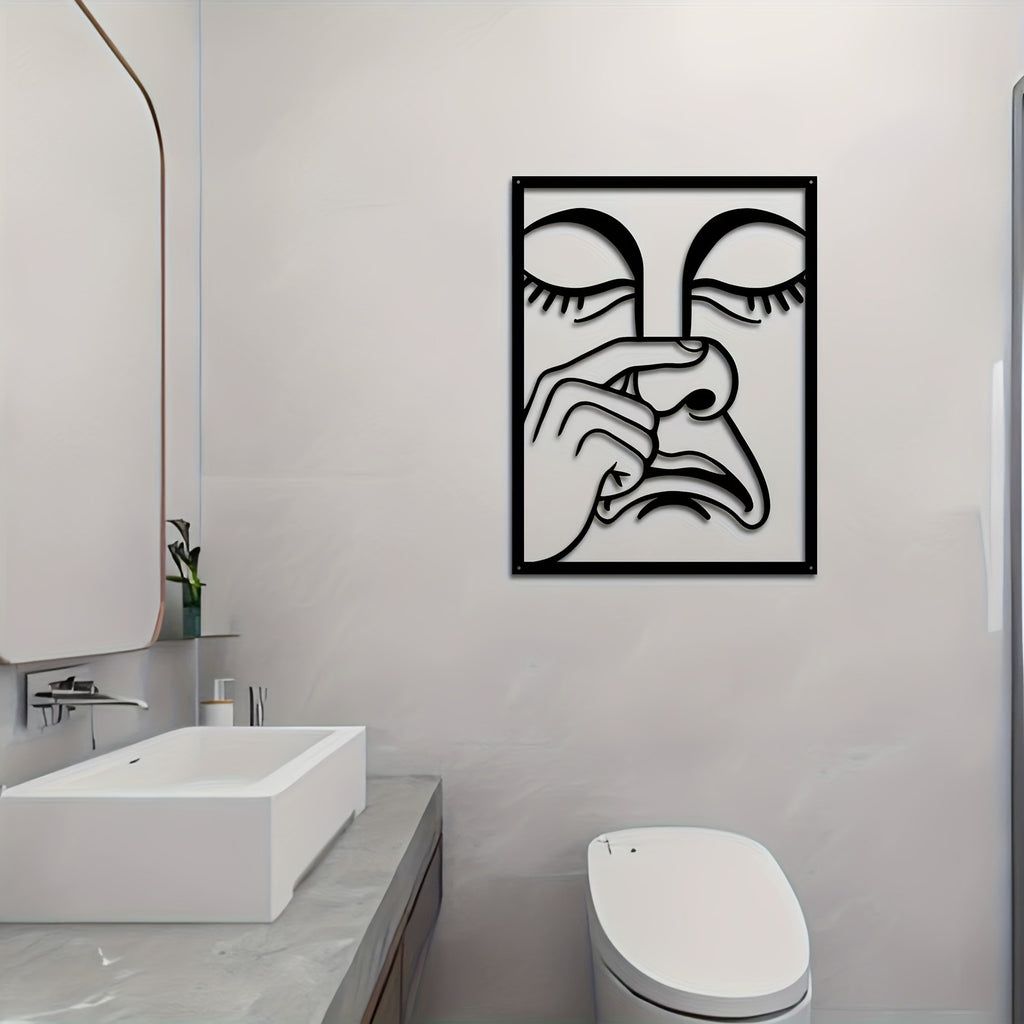Whimsical Nose-pinch Metal Wall Sculpture - Hilarious Single Piece Iron