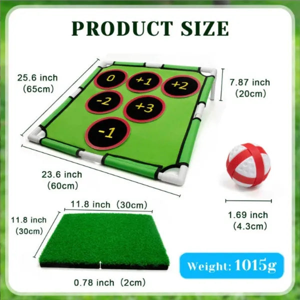 Golf Chipping Game Mat Set With Target Net Indoor Outdoor Practice Game