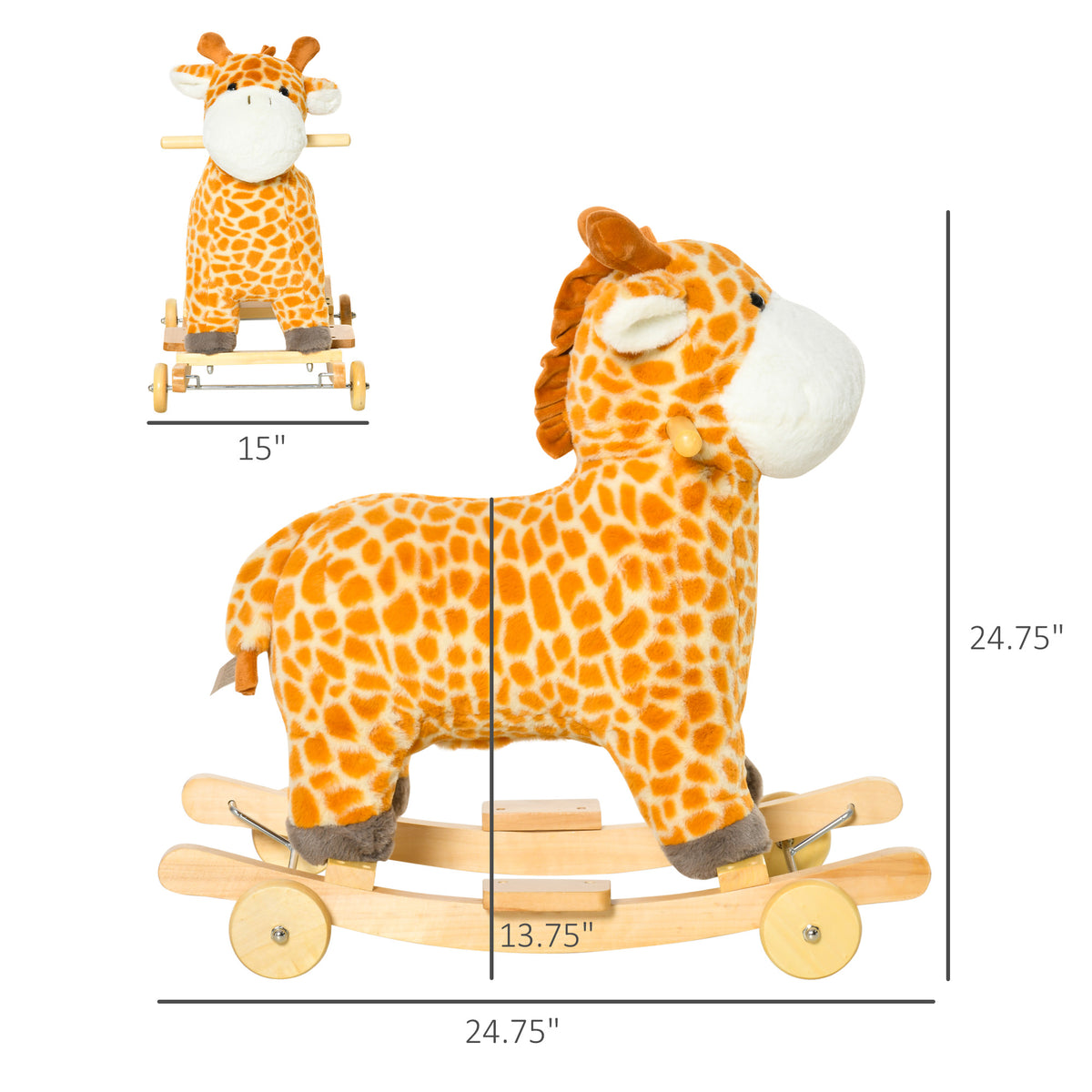 Rocking Horse, 2 In 1 Kids Ride On Horse, Rolling Giraffe Animal Rocker