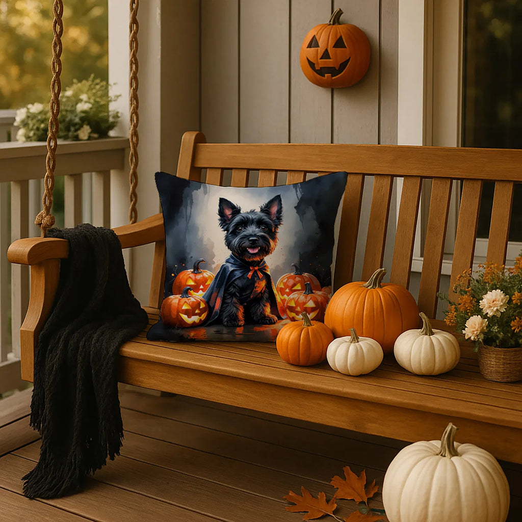 Scottish Terrier Puppy Halloween Throw Pillow Machine Washable, Indoor
