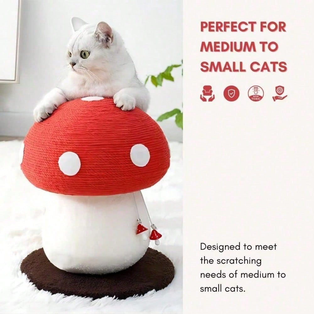 Mushroom Cat Scratching Post Unique Design, Sisal Wrapped, Ideal