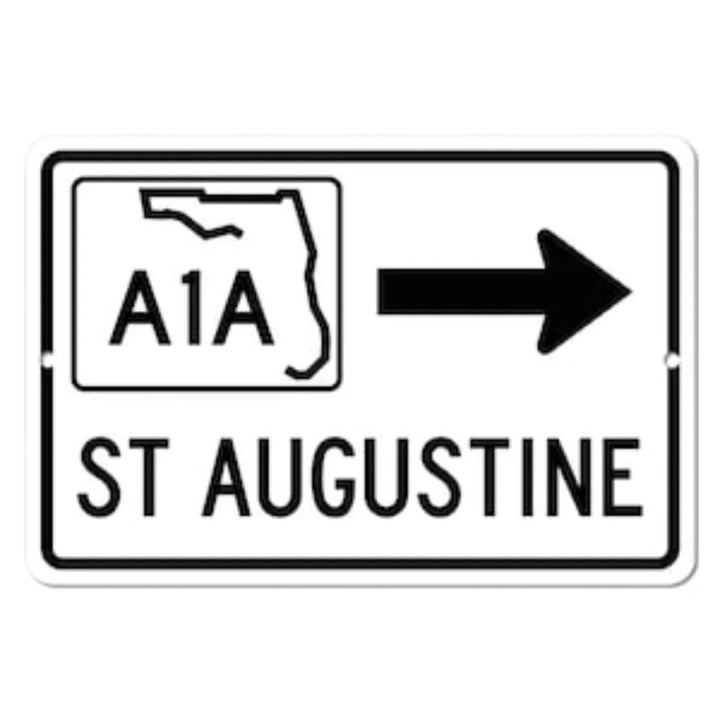 St Augustine Florida A1A Highway Metal Road Sign Souvenir Wall Decor
