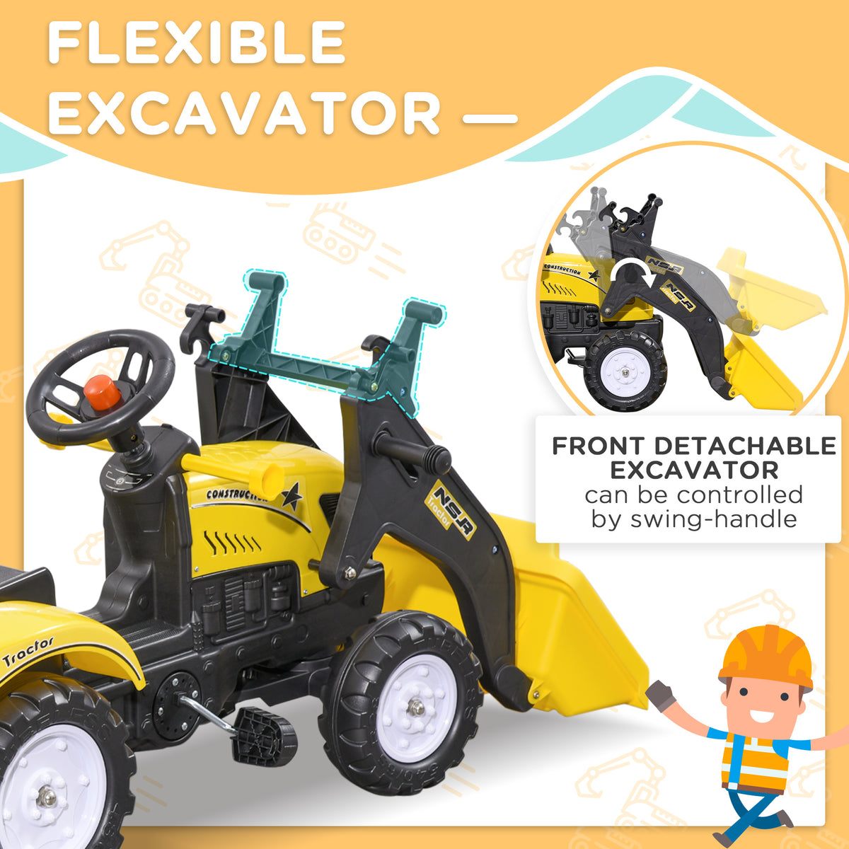 Ride-on Kids Bulldozer/excavator Toy With Real Working Dirt Bucket