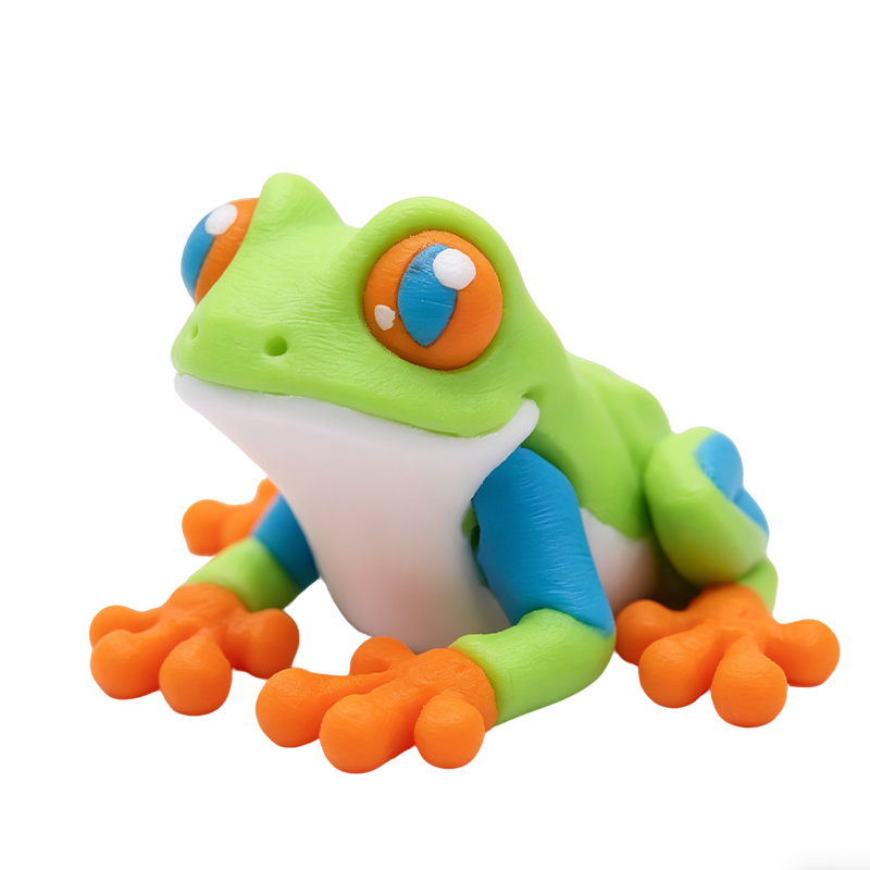 3D Printed 4PCS Colorful Frog Figurines With Pond Display, Articulated