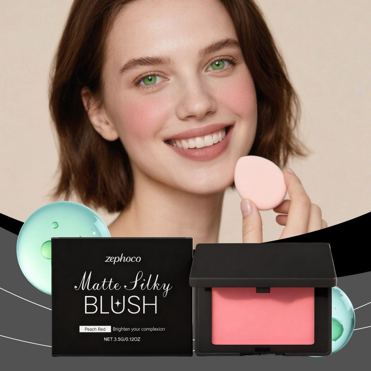 Zephoco Matte Silky Blush, Rose Pink, 3.5 G