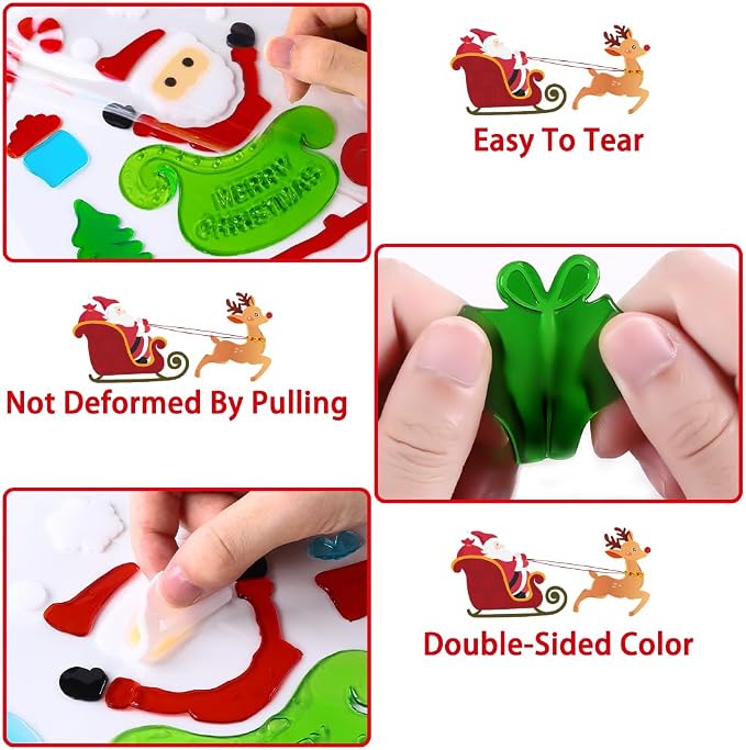 Christmas Gel Window Clings, Reusable Holiday Window Stickers