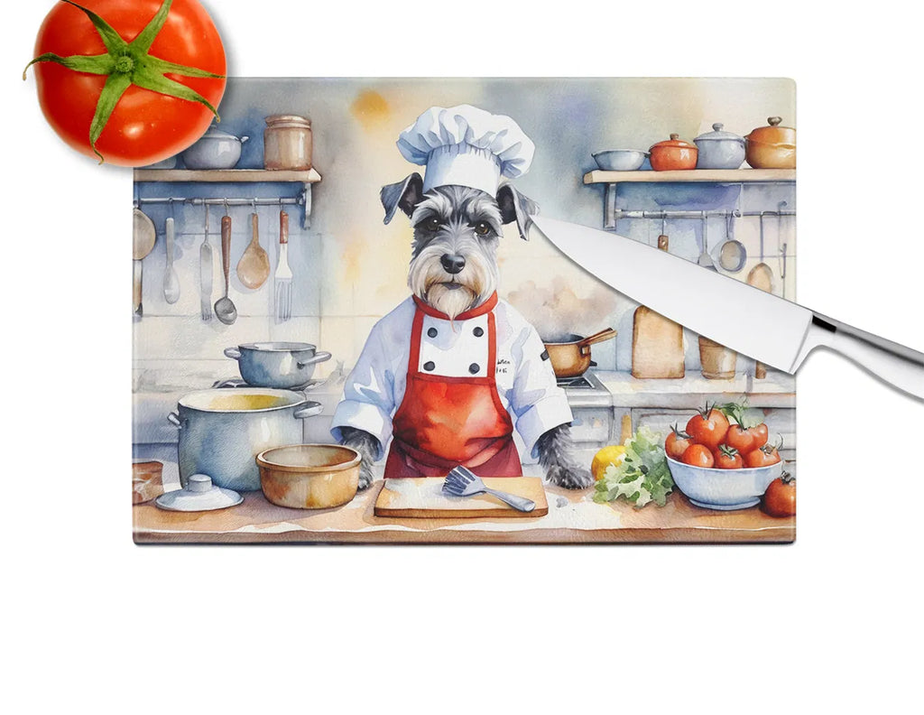 Schnauzer The Chef Glass Cutting Board Decorative Tempered Glass