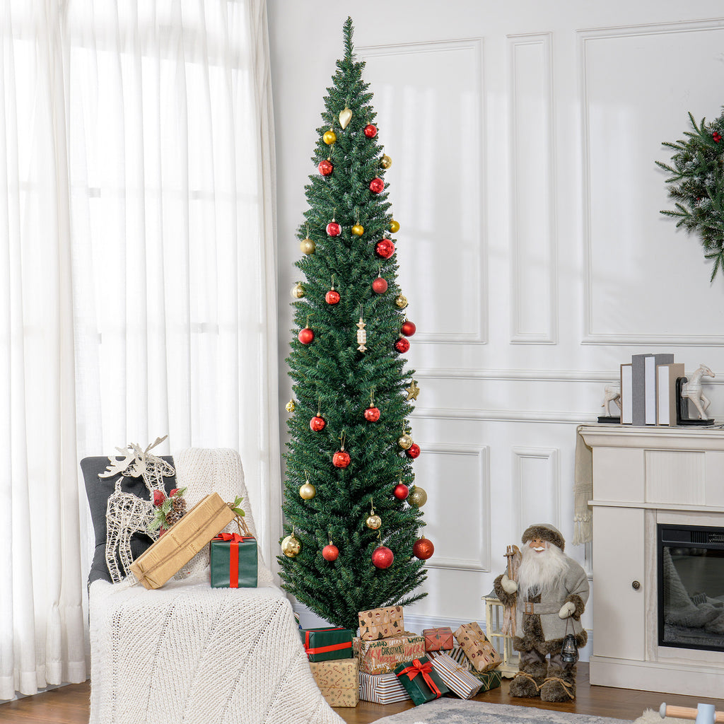 8ft Unlit Pencil Artificial Christmas Tree With Realistic Branches