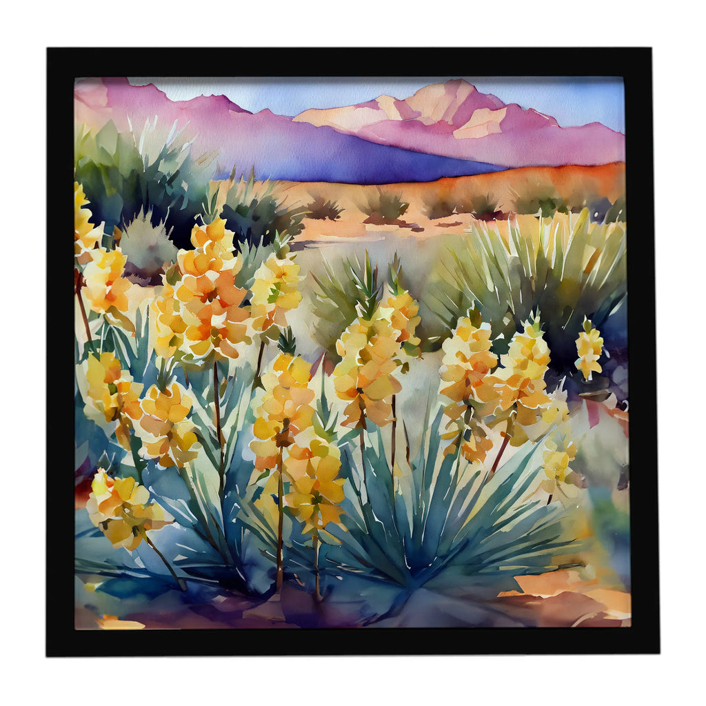 Mexico Yucca Flower In Watercolor Framed Metal Print Bathroom, Kitchen