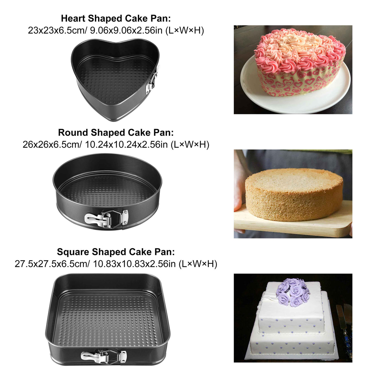 3Pcs Per Set Non-stick Springform Cake Pan Leakproof 9in 10in 11in