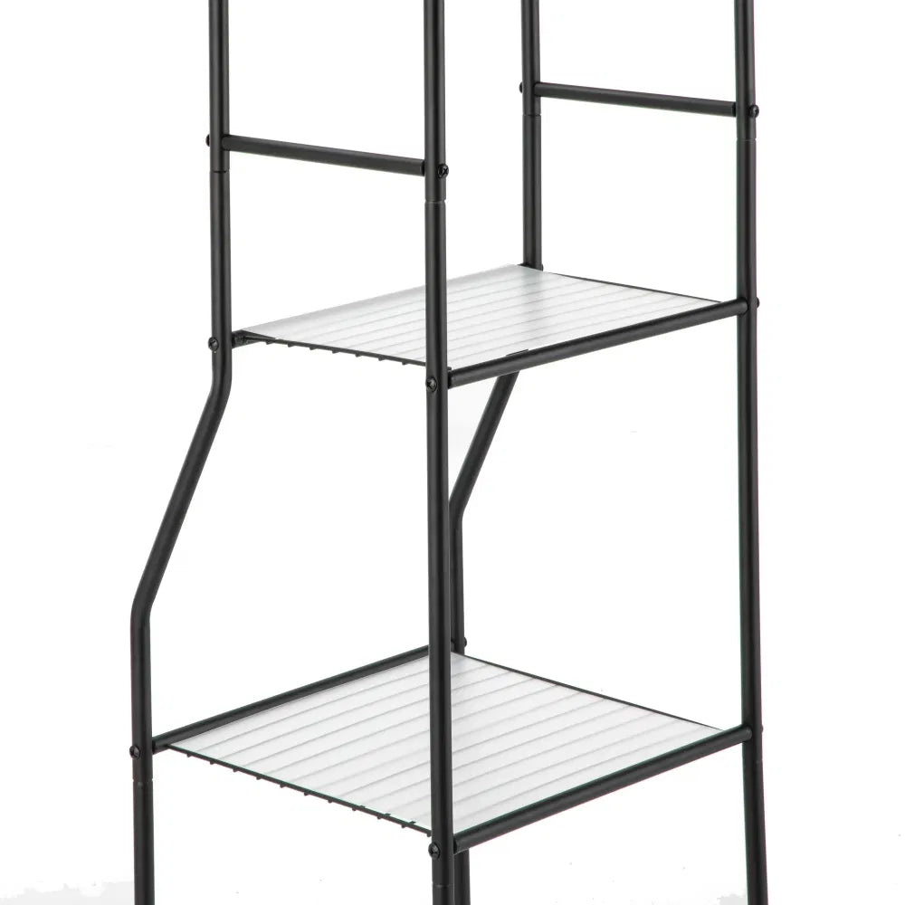 Matte Black Steel 5-Shelf Bathroomstoragetower Unit