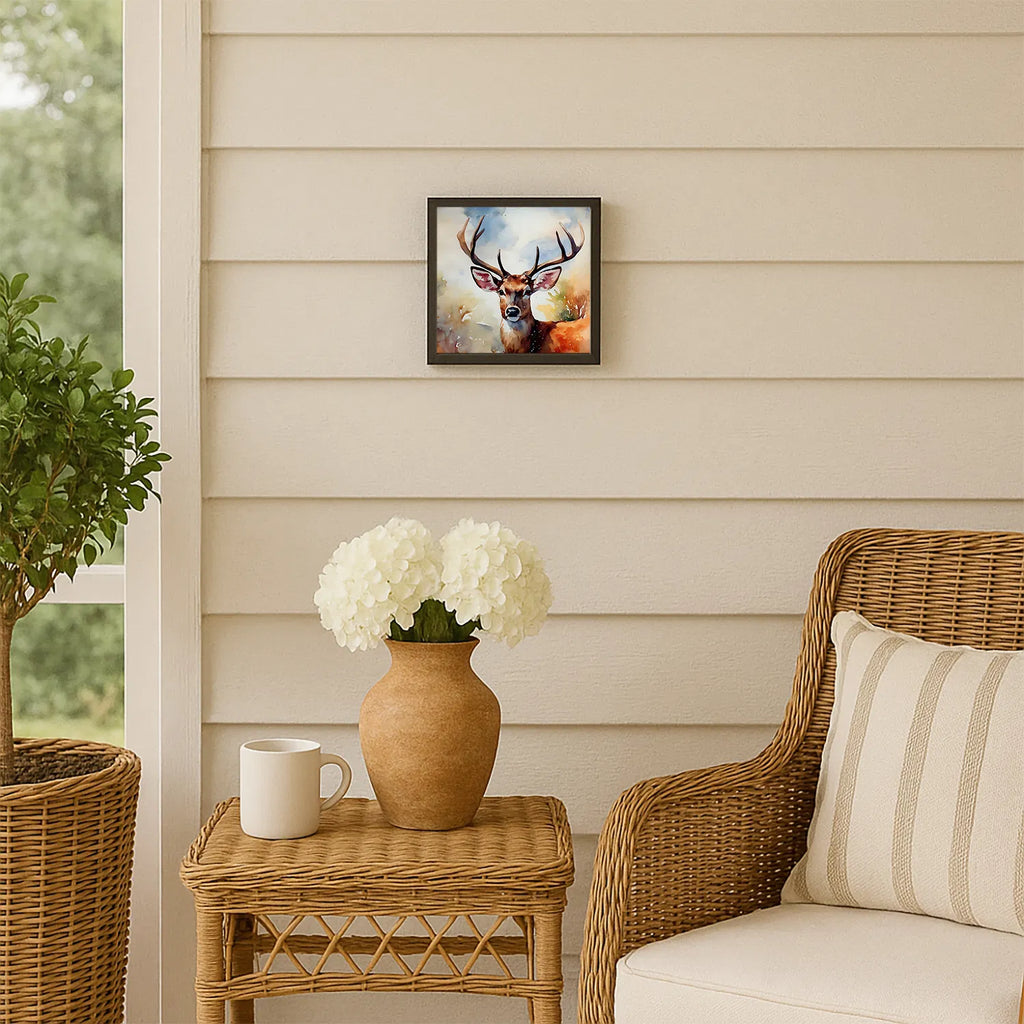 Deer Framed Metal Print Bathroom, Kitchen, Office, Home Decor Wall Art