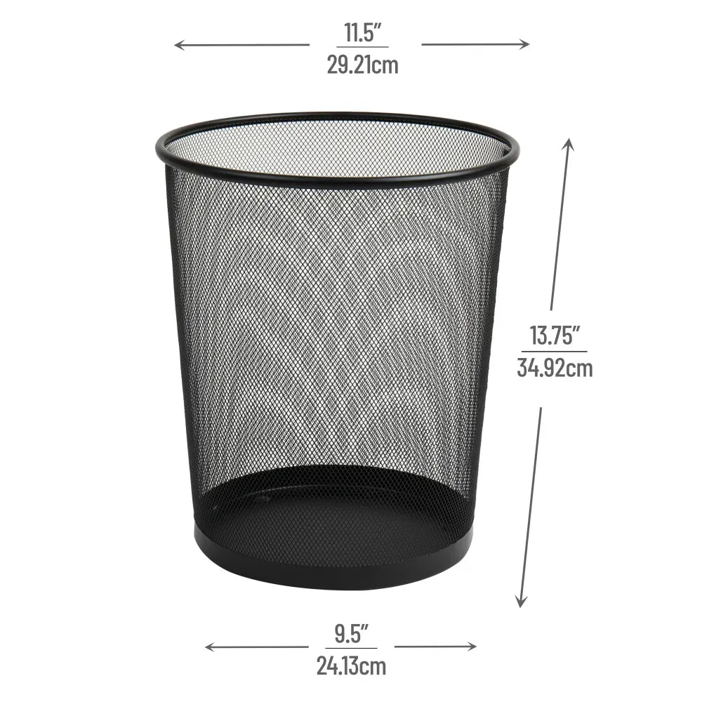 Mesh Trash Can, Set Of 3, Waste Paper Basket, Metal, 11.5"L X 11.5"W X