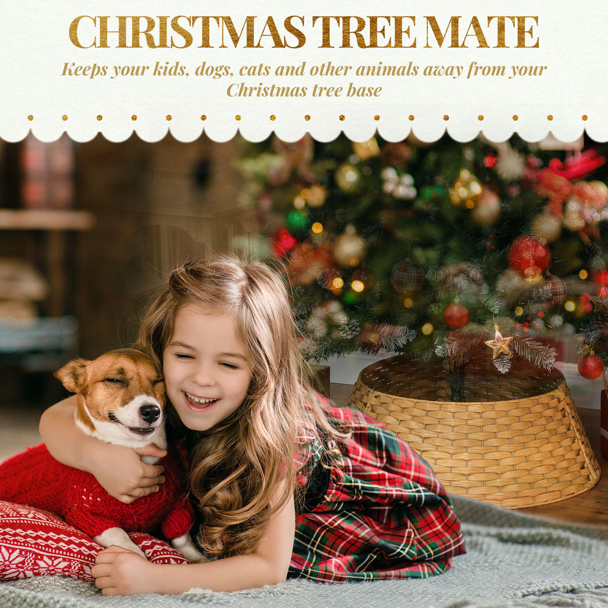 Woven Look Christmas Tree Collar, 27 in