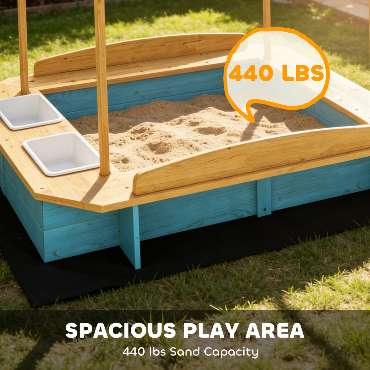 Wooden Sandbox With Dinosaur Print Canopy Kids Sandbox Outdoor