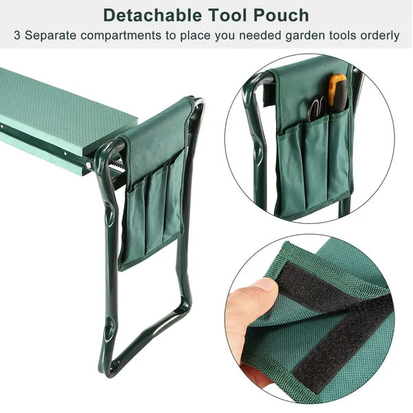 Foldable Garden Kneeler Seat With Kneeling Soft Cushion Pad Tools Pouch