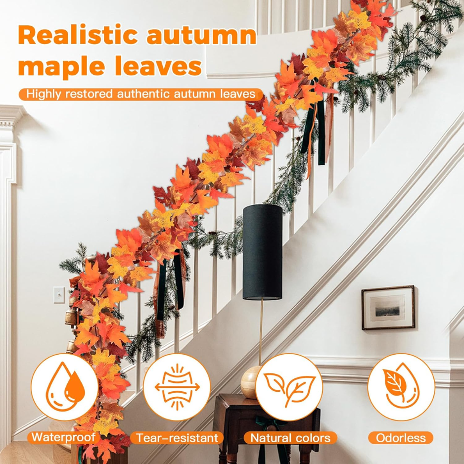 2 Pack Artificial Fall Leaf Garland, 5.9 Ft Autumn Decor
