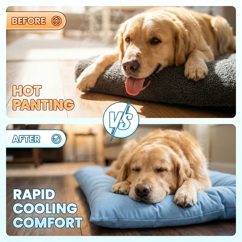 Extra-large Summer Cooling Mat Dog Sofa Bed,ultra-soft, 8 Compartments