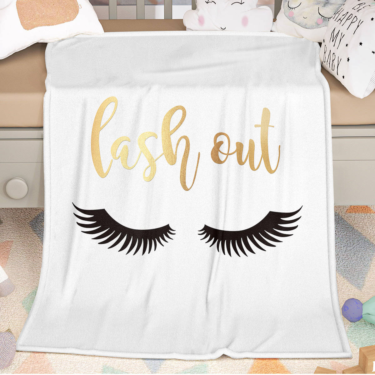 Long Eyelashes Printed Throw Blanket Plush Fluffy Flannel Fleece