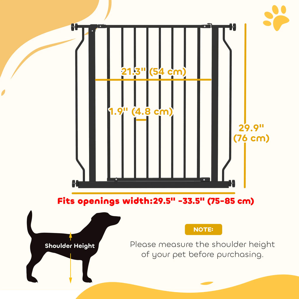 30"- 34" Easy Install Pet Gate W/ Door & Double Locking System, Extra