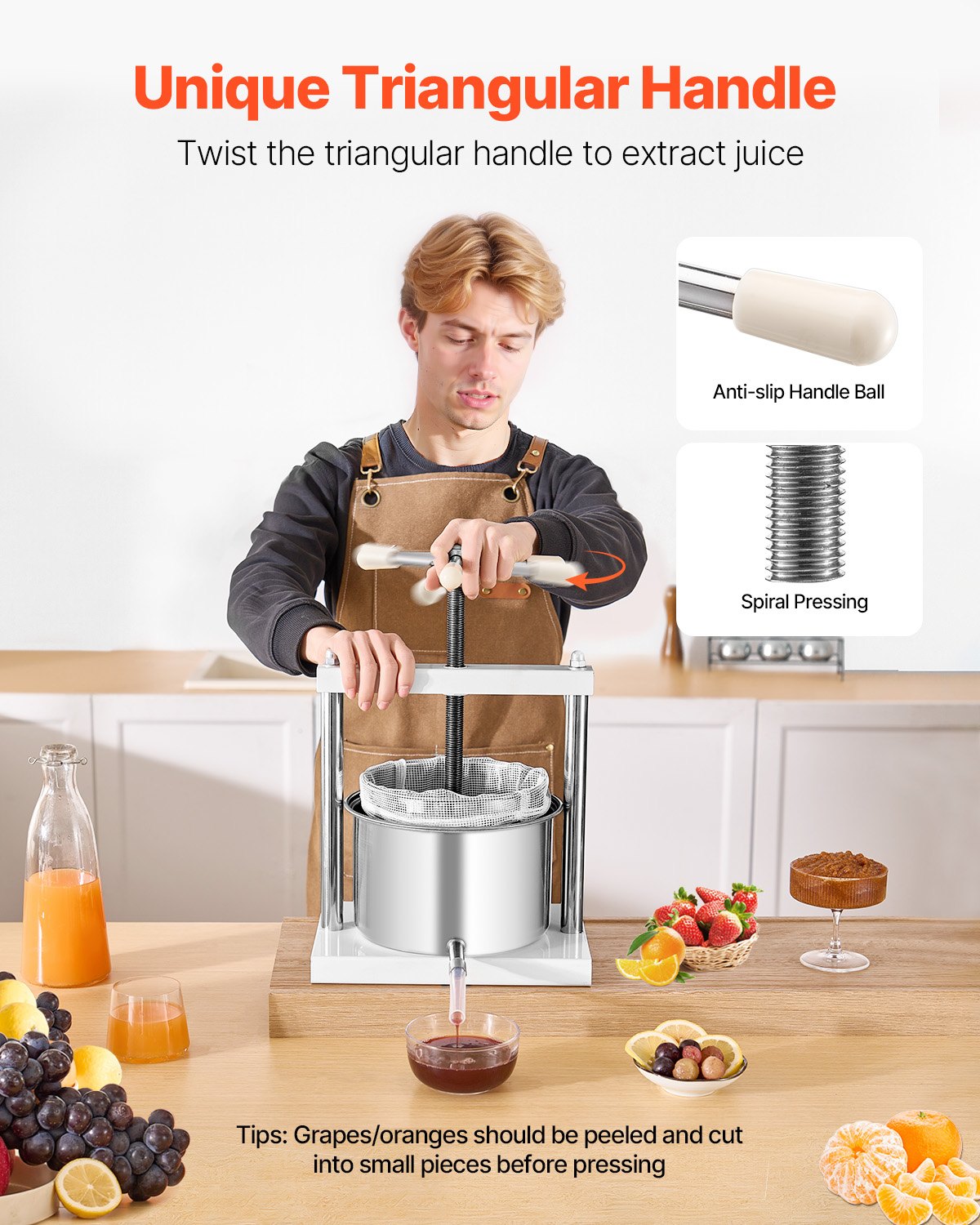 Fruit Wine Press Manual Press For Wine Making 1.45 Gal/5L Stainless