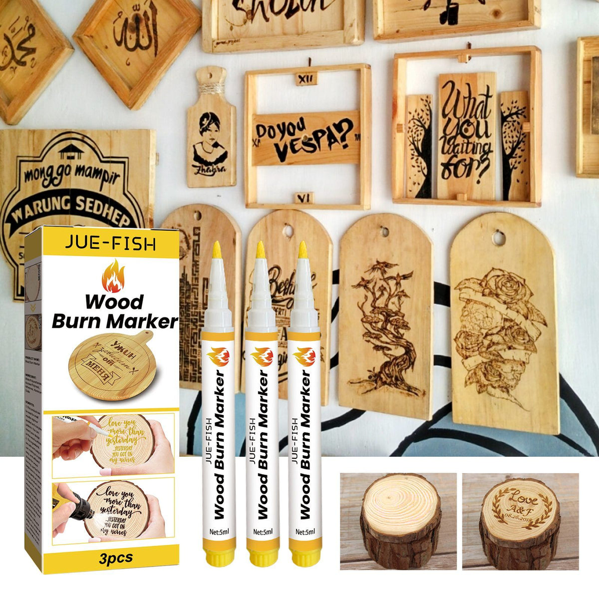 JUE FISH Wood Burning Craft Marker Set, 3 Pieces
