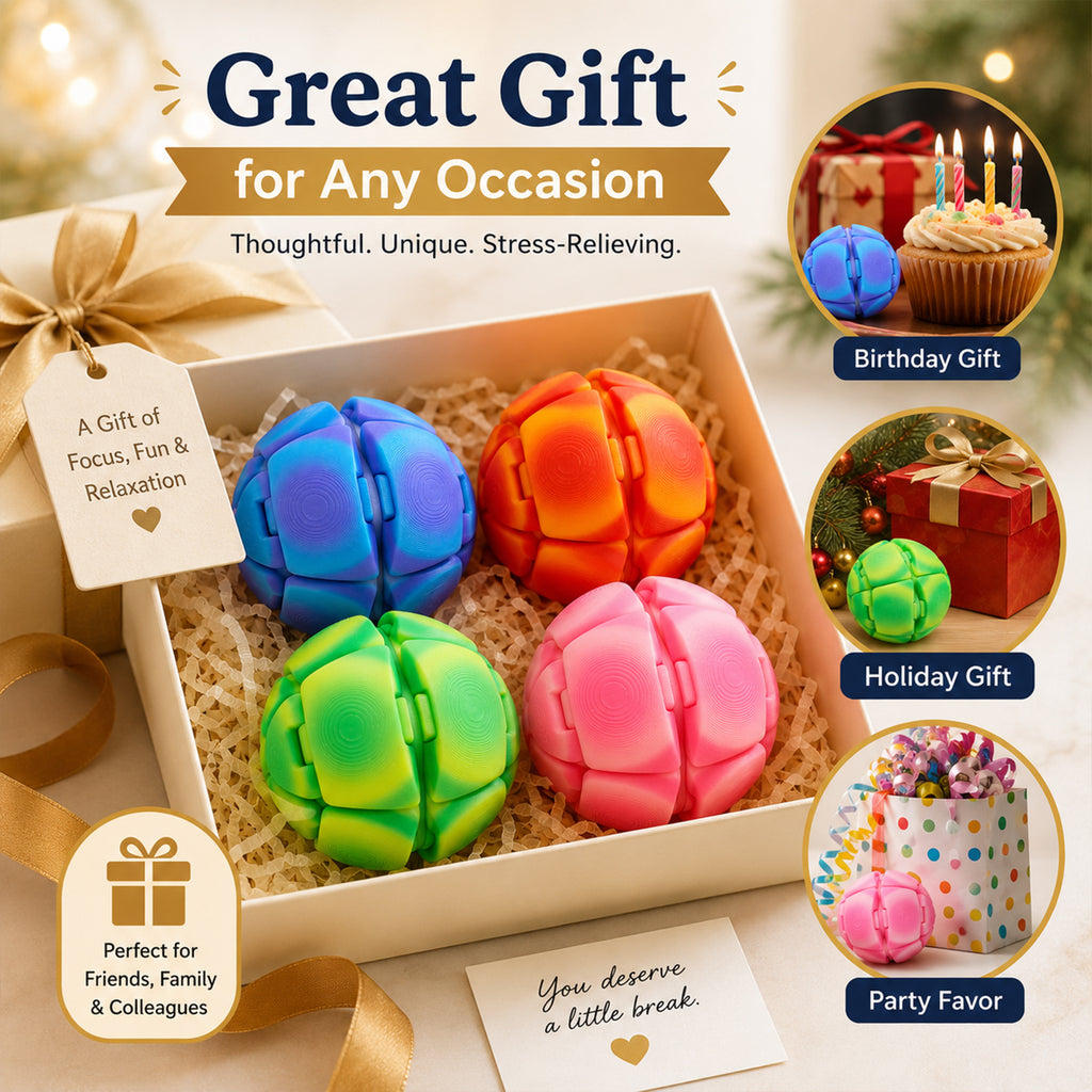 4PCS Large Stress Relief Squeeze Ball Sensory Fidget Toy, 3D Printed