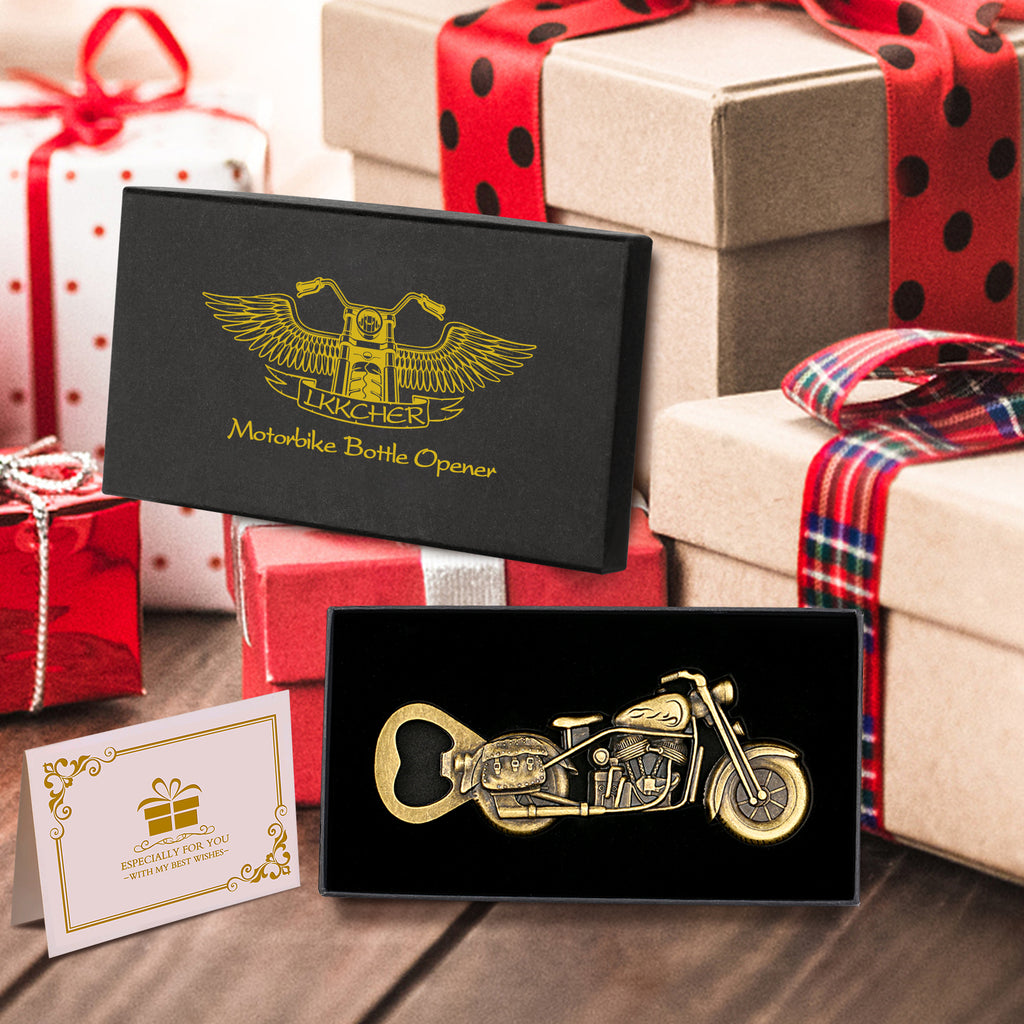 Old Style Motorcycle Beer Bottle Opener Black Gift Box With Greeting