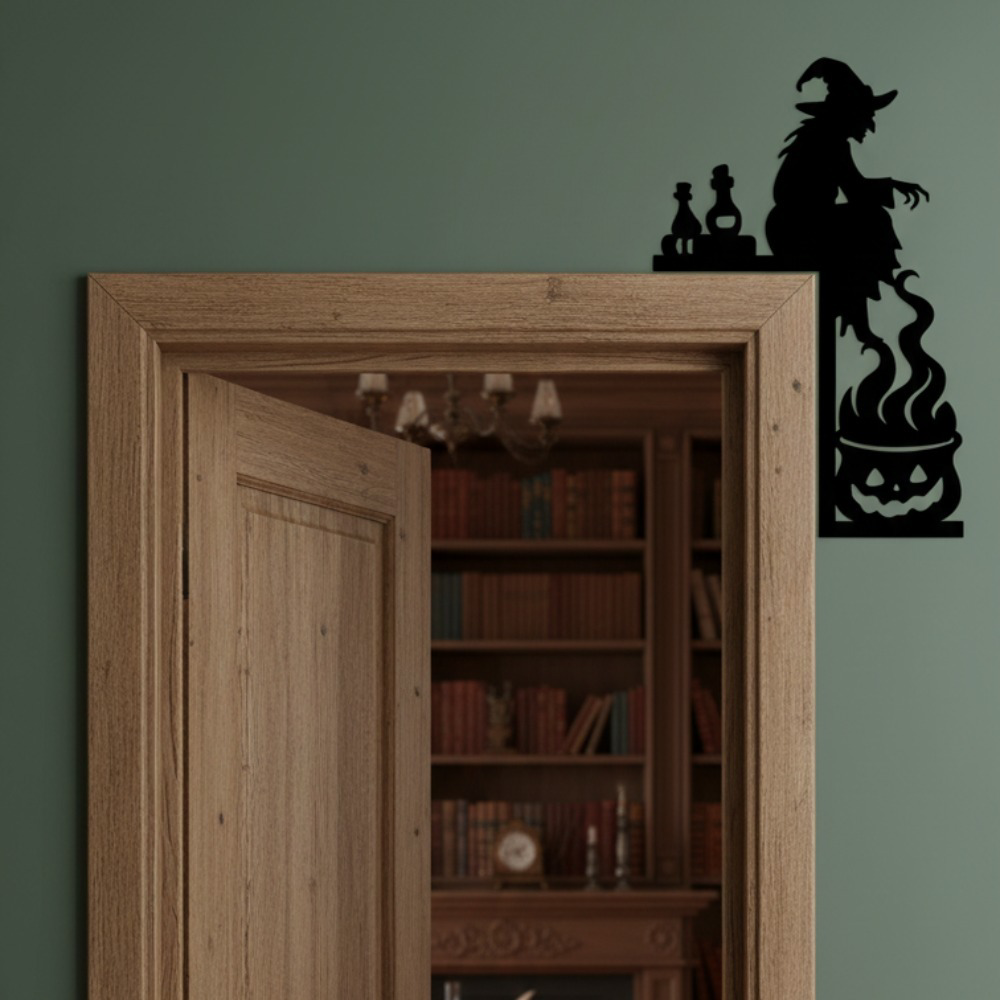 Gothic Cast Iron Cauldron Door Hanger Spooky Halloween Front Door Wall
